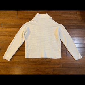 Ivory Mock Neck Sweater with Shoulder Cut Outs